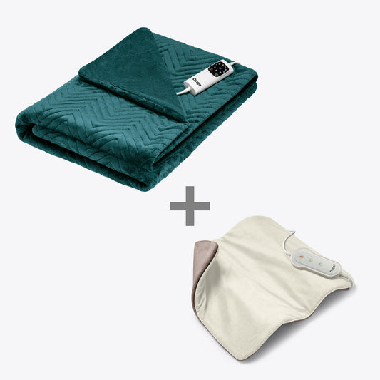 Kit Manta eléctrica Relax Suave Armonía Verde y Almohadilla Confort Plus