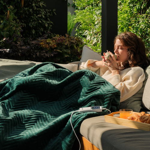 Kit Manta eléctrica Relax Suave Armonía Verde y Almohadilla Confort Plus